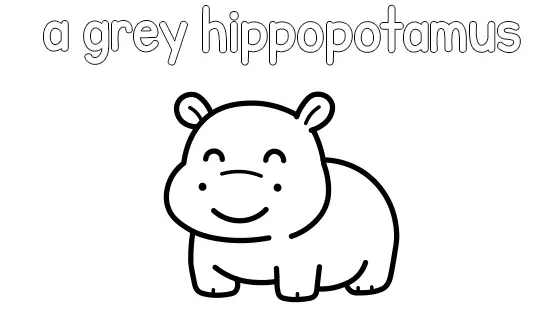 A Grey Hippopotamus Coloring Page
