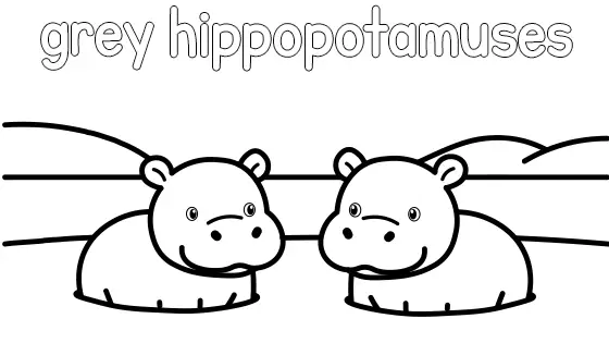 Grey Hippopotamuses Coloring Page
