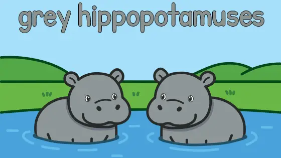 Grey Hippopotamuses Printable