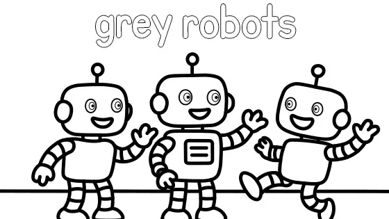 Grey Robots Coloring Page