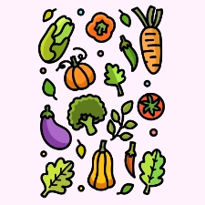 Group Of Vegetables Coloring Page