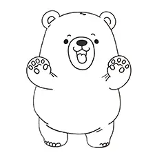 Happy Bear Coloring Page Black & White