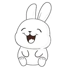 Happy Bunny Coloring Page Black & White