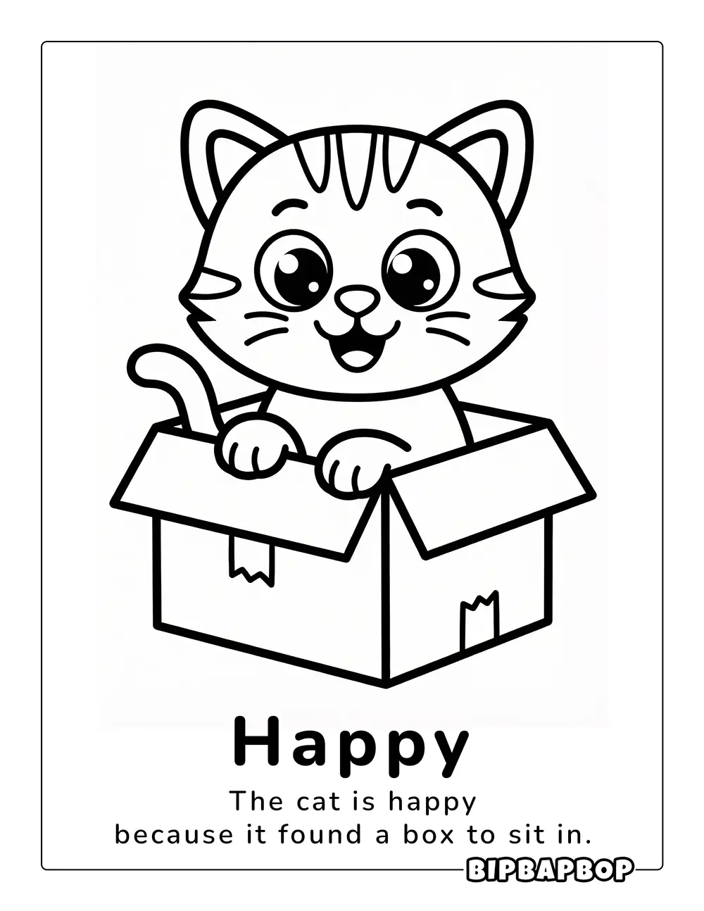 A happy cat sitting in a box