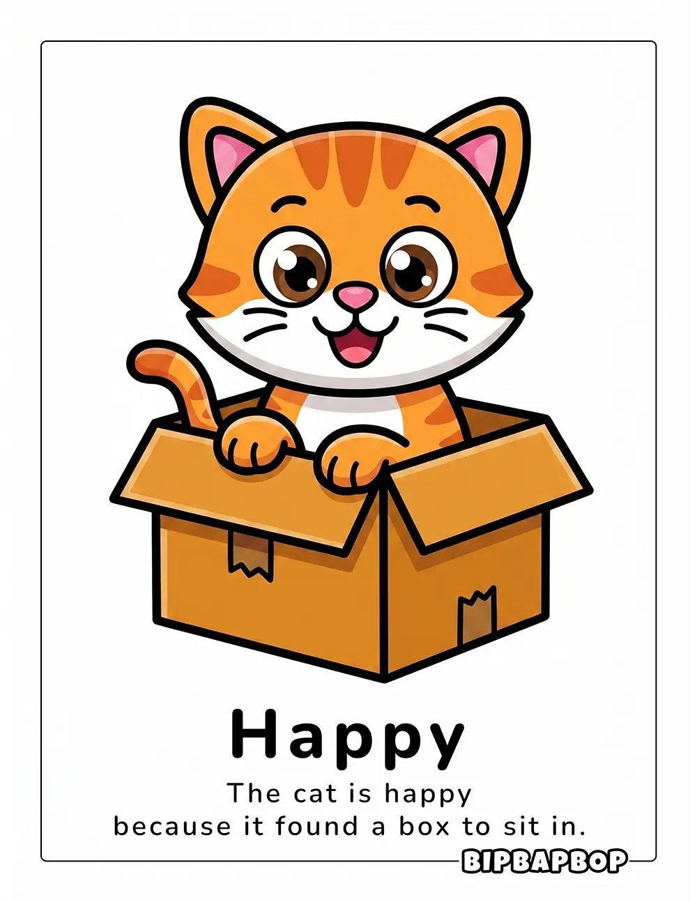 The cat is happy because it found a box to sit in