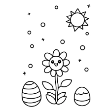 Happy Easter Flower Coloring Page