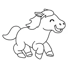 Happy Horse Coloring Page Black & White