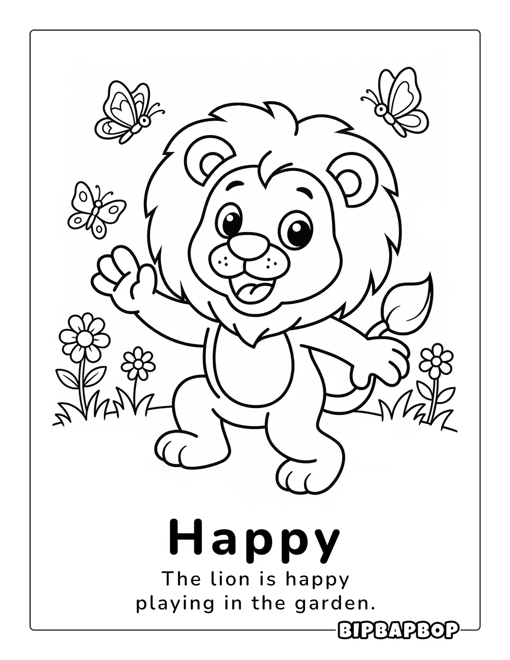 A happy lion playing in the garden