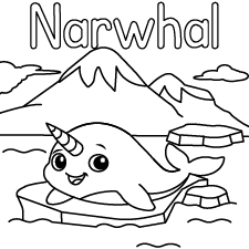 Happy Narwhal Coloring Page