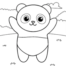 Happy Panda Coloring Page Black & White