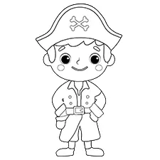 Happy Pirate Boy Coloring Pages Black & White
