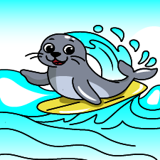 Happy Surfing Seal Printable