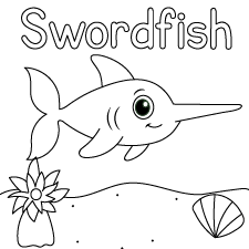 Happy Swordfish Coloring Page