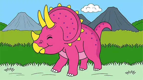 Happy Triceratops Coloring Sheet Free PDF Download Color