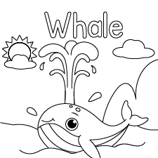 Happy Whale Coloring Page