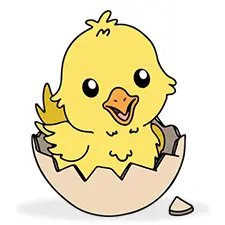 Hatching Baby Chick Coloring Page Color