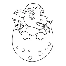 Hatching Little Dragon Coloring Page Black & White