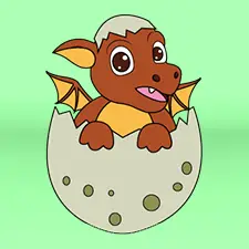 Hatching Little Dragon Coloring Page