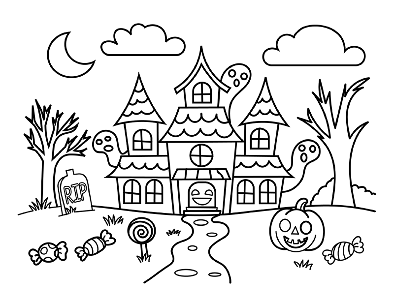 Haunted House Coloring Page