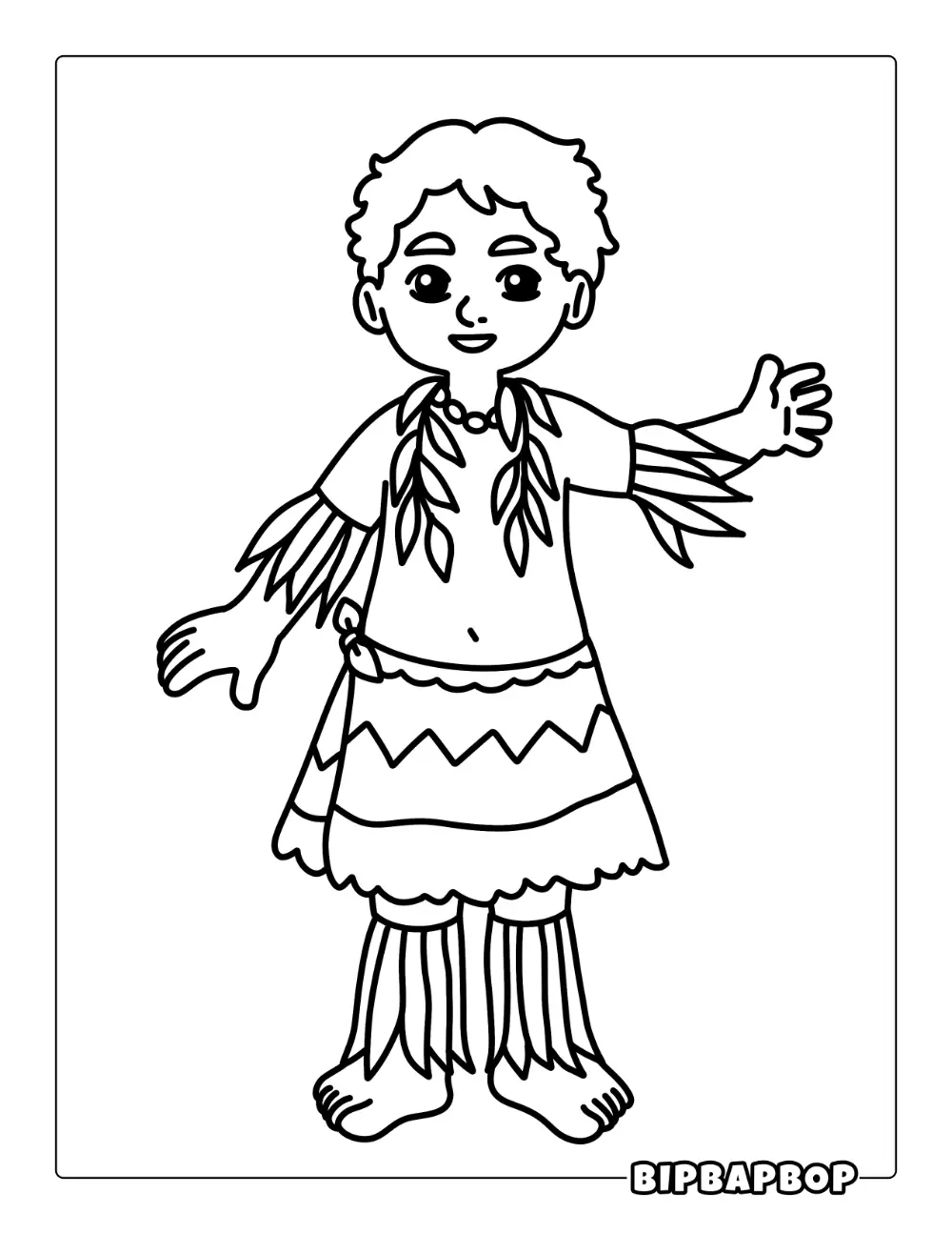 Hawaiian Boy Coloring Page