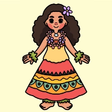 Hawaiian Girl Coloring Page