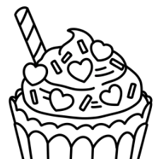 Heart Cupcakes Coloring Page