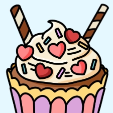 Heart Cupcakes Coloring Page