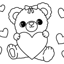 Heart Teddy Bear Coloring Page
