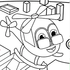 Helicopter With Sunglasses Coloring PageBlack & White