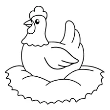 Hen On The Nest Coloring Page Black & White