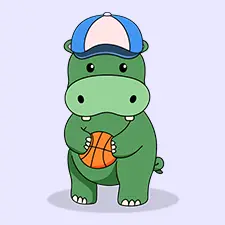 Hippo Playing Basketball Coloring Page Color