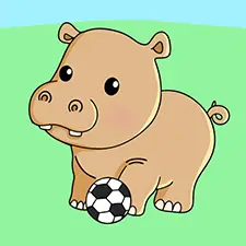 Hippo Playing Soccer Coloring Page