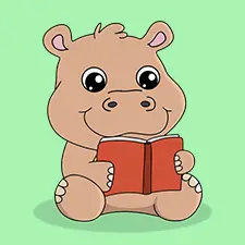 Hippo Reading A Book Coloring Page Color