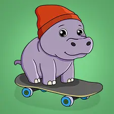 Hippo Riding A Skateboard Coloring Page