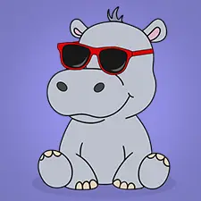 Hippo with Sunglasses Coloring Page Color