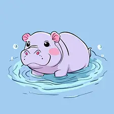 Hippo Swimming Coloring Page