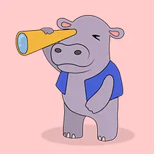 Hippo with a Telescope Coloring Page Color