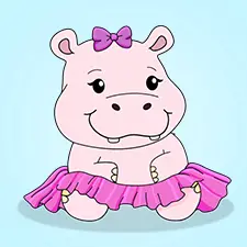 Hippo with a Tutu Coloring Page