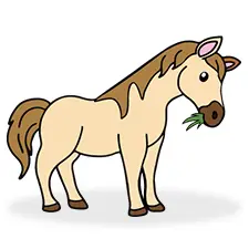 Horse Eating Grass Coloring Page Color