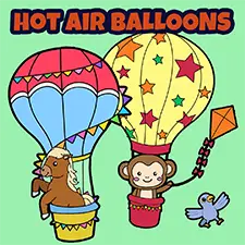 Hot Air Balloon Colouring Pages
