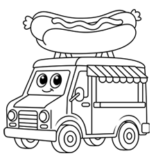 Hotdog Truck Coloring Page