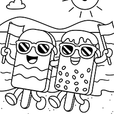 Ice Drops At The Beach Coloring Page