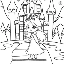 Ice Princess In A Winter Palace Coloring Page Black & White