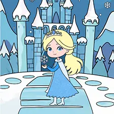Ice Princess In A Winter Palace Coloring Page