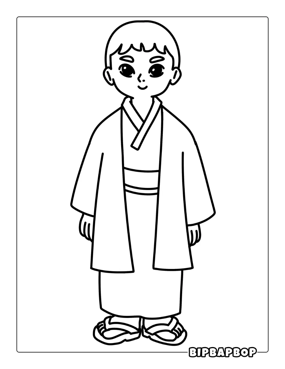 Japanese Boy Coloring Page