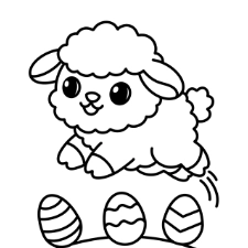 Jumping Easter Lamb Coloring Page