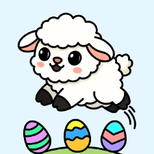 Jumping Easter Lamb Coloring Page