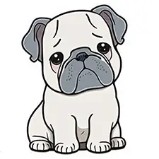 Kawaii Bulldog Coloring Page