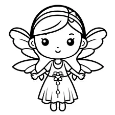 Kawaii Fairy Coloring Page Black & White