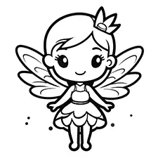 Kawaii Fairy Coloring Sheet Black & White